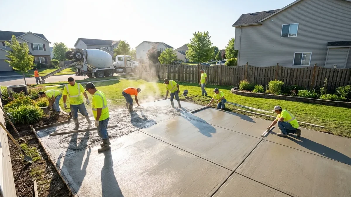 Concrete installation and finishing work