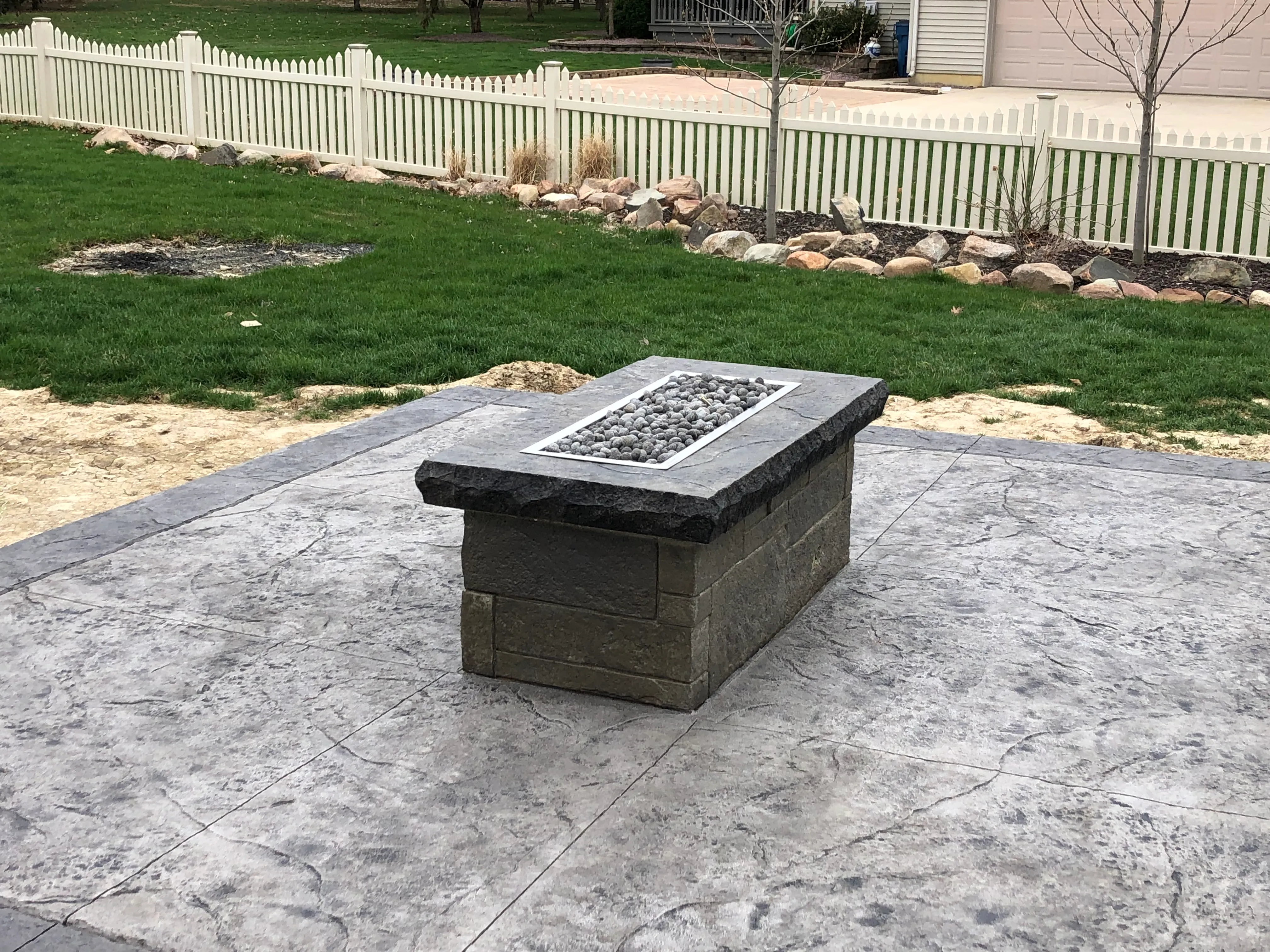 two-tone stamped concrete patio schererville indiana